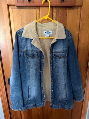 Old Navy Blue Denim Jacket with Cream Sherpa Lining